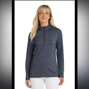NEW! Travis Mathew Womens S Crestview 1/4 Zip Vintage Indigo Heath Long Sleeve